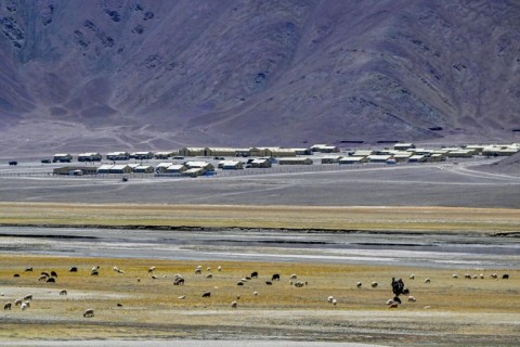 An Indian army camp in eastern Ladakh, where tensions with neighbouring China have been fraught in recent years