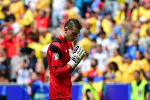 Andriy Lunin endured a tough afternoon in goal for Ukraine