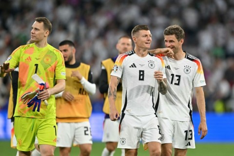 Germany's Manuel Neuer, Toni Kroos and Thomas Mueller are the three remaining 2014 World Cup winners in the squad