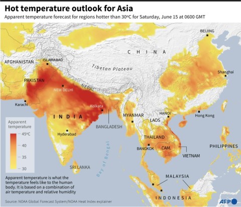 Hot temperature outlook in Asia