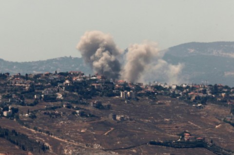 Smoke billowing during Israeli bombardment of southern Lebanon