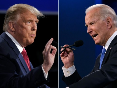 US President Joe Biden greets supporters outside his hotel ahead of the first presidential debate of the 2024 elections at CNN's studios in Atlanta, Georgia