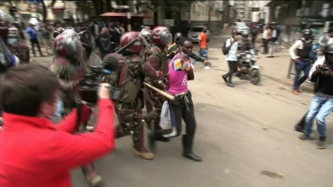 Kenyan police arrest protester in central Nairobi