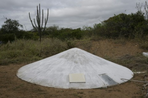 A water storage tank is seen at the Malhada da Areia community in Juazeiro, Bahia State, Brazil on June 10, 2024