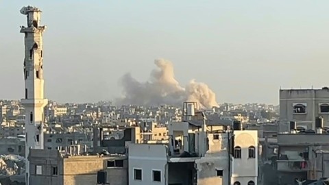 Smoke rises after strike on Gaza City's Shejaiya