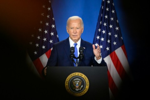 US President Joe Biden speaks during a press conference at the close of the 75th NATO Summit in Washington, DC on July 11, 2024