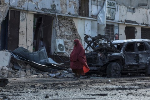 Several cars outside the cafe were destroyed 