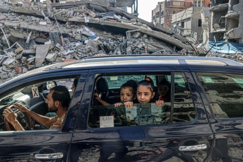 AFP's Said Khatib won Spain's prestigious Mingote prize for a picture of two children inside a car driving through bombed-out Rafah in southern Gaza which was taken on October 12, five days into the war