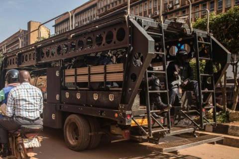 A heavy police presence also remained in place around NUP headquarters in a suburb of Kampala