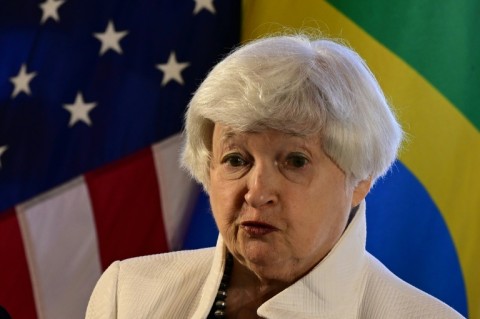 US Treasury Secretary Janet Yellen speaks during a press conference on the sidelines of a G20 Ministerial Meeting in Rio de Janeiro