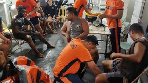 A Philippine Coast Guard picture shows rescued crew from the Terra Nova