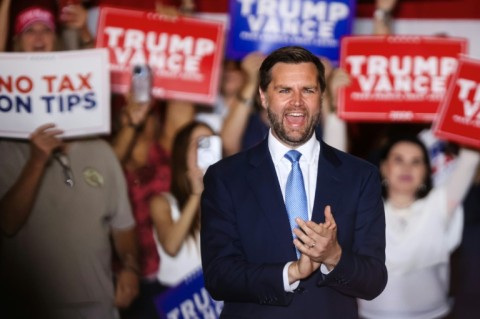 US Senator J.D. Vance, the running mate of Republican presidential nominee Donald Trump, speaks at a rally in Henderson, Nevada, on July 30, 2024