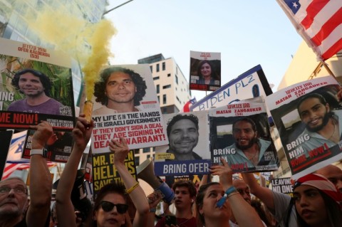 Protesters in Tel Aviv call for the release of Israelis held hostage by Gaza militants