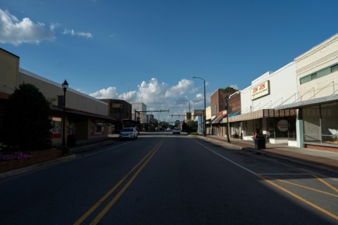 The main street in Laurinburg, a city of 15,000 people and the seat of rural Scotland County in North Carolina