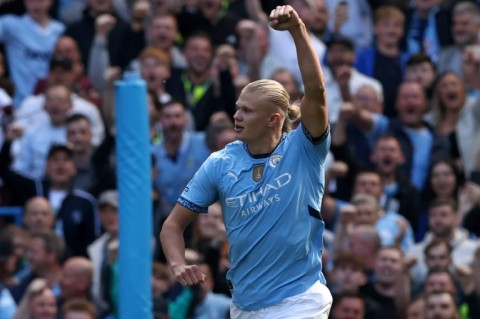 Manchester City's Erling Haaland hit a hat-trick against Ipswich