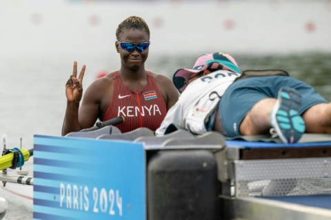 Asiya Muhammed Sururu competes during her heat at the Paris Paralympics