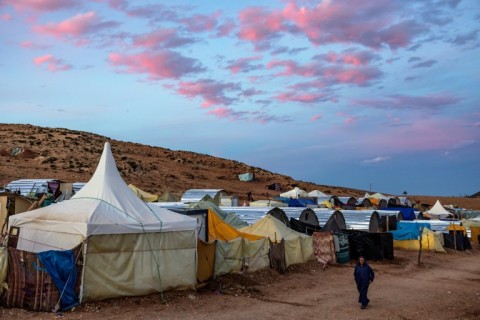 Thousands of families lost their homes in the quake, with many of them still living in tents