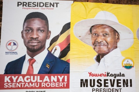 Museveni (right) defeated Bobi Wine in the 2021 election that was denounced as fraudulent by the opposition