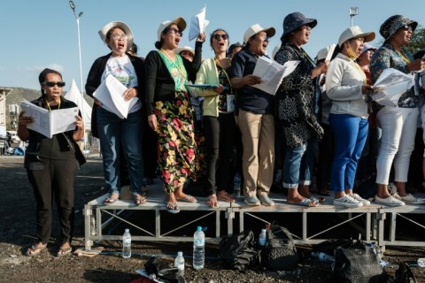 Choirs rehearse ahead of the pope's arrival in East Timor