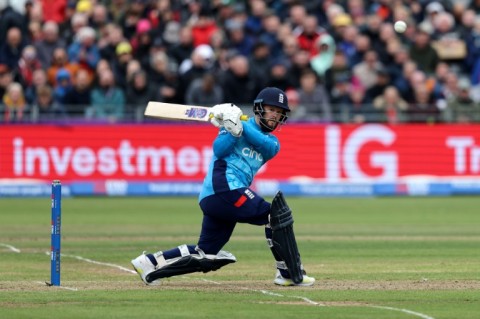 Aggression: England's Ben Duckett hits a four during his century in the 5th ODI against Australia at Bristol