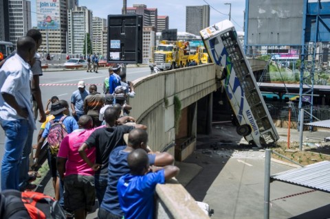 A bus veered off the Queen Elizabeth bridge in Johannesburg in February 2015