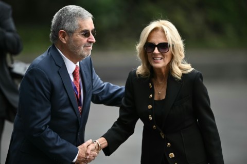 US First Lady Jill Biden was greeted at the inauguration ceremony by Mexico's incoming foreign secretary, Juan Ramon de la Fuente