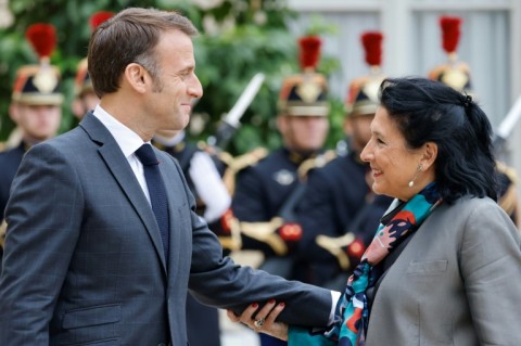 Macron met Georgia's President Salome Zourabichvili