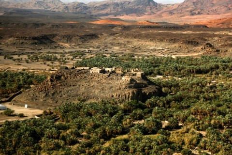 The walled oasis of Khaybar, a fertile speck surrounded by desert in northwest Saudi Arabia