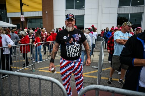 Supporters of Donald Trump, before a rally in Rocky Mount, North Carolina