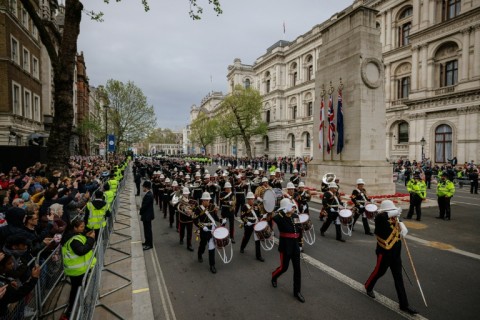 Wreaths are laid at the Cenotaph war memorial each year on Remembrance Sunday to commemorate Britain's war dead