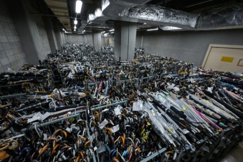 A whopping 200 square metres at the centre is devoted to thousands of lost umbrellas -- few are claimed