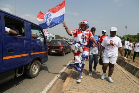 Ghana's ruling party and opposition candidates rallied supporters for a final campaign stop before Saturday's tight election race