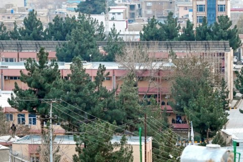 Afghanistan's Ministry of Refugees building (C) in Kabul where minister Khalil Ur-Rahman Haqqani, was killed in a suicide explosion 