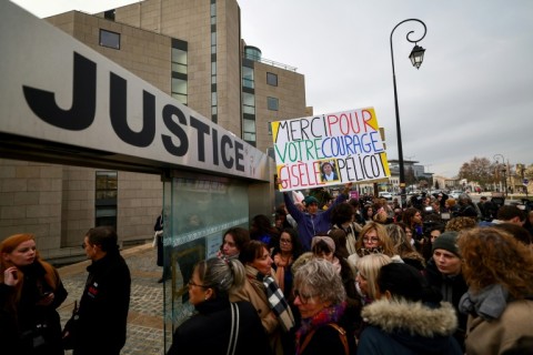 Supporters hailed Gisele Pelicot outside the court