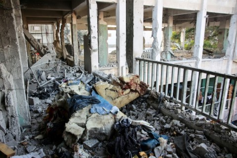 The damage at Musa bin Nusayr School in Gaza City, where the Israeli military said it targeted Hamas militants