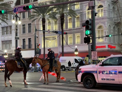 The French Quarter, near Bourbon Street is blocked off late morning with a heavy police and FBI presence after a deadly vehicle attack on pedestrians