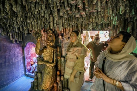 Visitors are particularly drawn to what Yazdi calls 'the Finger Room' where he installed around 14,000 downward-pointing finger sculptures