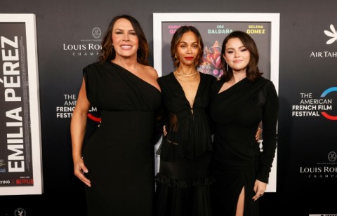 (L-R) Karla Sofia Gascon, Zoe Saldana and Selena Gomez all earned Golden Globes nominations for their work in 'Emilia Perez'