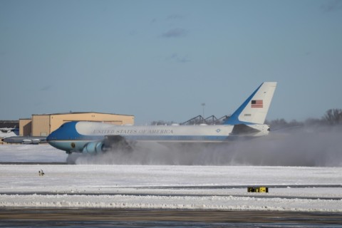 Special Air Mission 39, carrying former US president Jimmy Carter's body and family, lands at Joint Base Andrews, Maryland