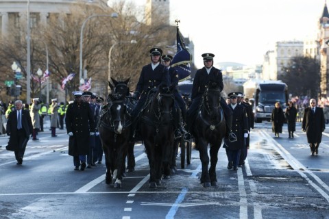 A funeral procession carried Carter's casket down the Pennsylvania Avenue to the Capitol, the reverse of his inauguration parade path