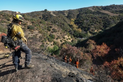 The inmates wear orange, differentiating them from the regular firefighters they work alongside