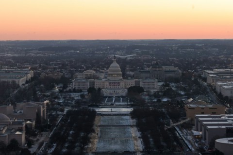 The inauguration ceremony was originally due to be held on the steps of the US Capitol, but was moved indoors due to extreme weather conditions