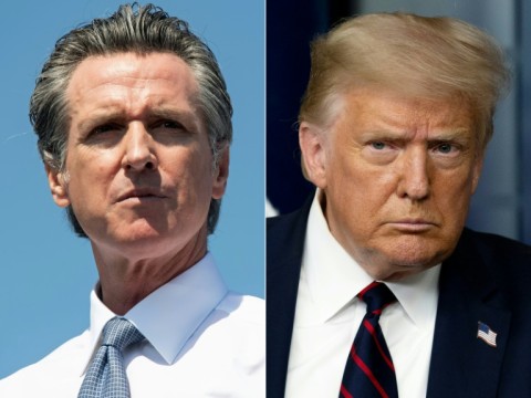 California Governor Gavin Newsom (L) and US President Donald Trump (R) 