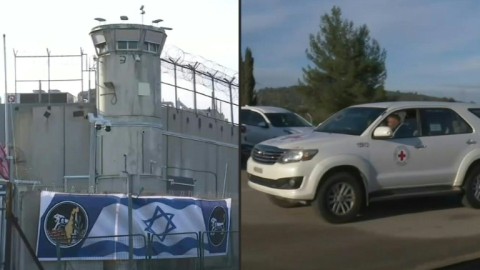 Security outside Ofer prison ahead of second hostage-prisoner exchange