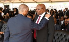 Former Presidents Thabo Mbeki and Jacob Zuma at the funeral service of Prince Mangosuthu Buthelezi