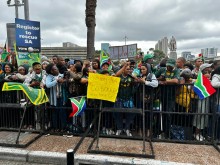 Scores of people waiting to greet the Springboks in Cape Town