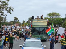 World champions, the Springboks have landed in East London, Eastern Cape where they will conclude their World Cup trophy tour