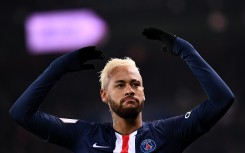 Paris Saint-Germain's Brazilian forward Neymar celebrates after scoring a goal during the French L1 football match between Paris Saint-Germain and AS Monaco at the Parc des Princes stadium in Paris on January 12, 2020.