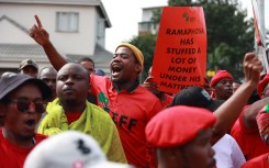 Members of the Economic Freedom Fighters (EFF) march in central Durban on March 20, 2023.