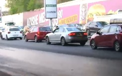 The South African Municipal Workers' Union is blocking Johannesburg's M1 highway with burning tyres and debris. (eNCA\screenshot)